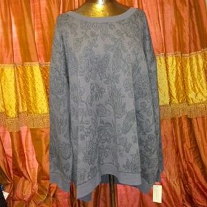 * Sonoma Goods for Life+Style Floral design Long Sleeve Crewneck Sweatshirt Gray